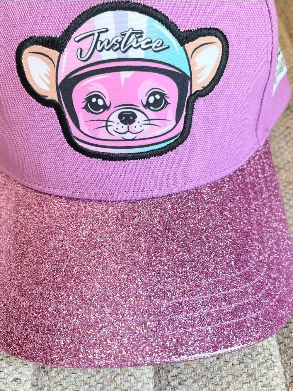 Brand New Kids Pink Glitter Baseball Cap with Cute Character